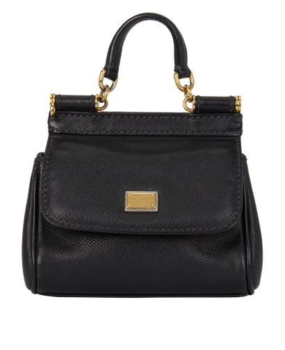 Mini Sicily, &pound;495, Handbags, Black, Leather, Front view